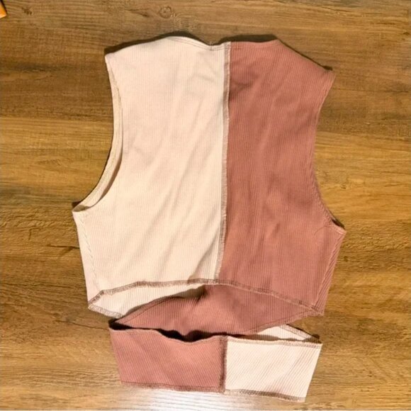 NWOT Naked Wardrobe Tan and Cream Crop Top - Picture 4 of 4